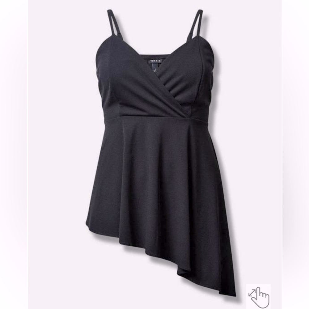 NWOT Torrid Black Knit Surplice Asymmetrical Peplum Cami Top (Size 00 or Medium)